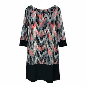 Luxology 3/4 Sleeve Midi Dress Coral Black Women's Size 12